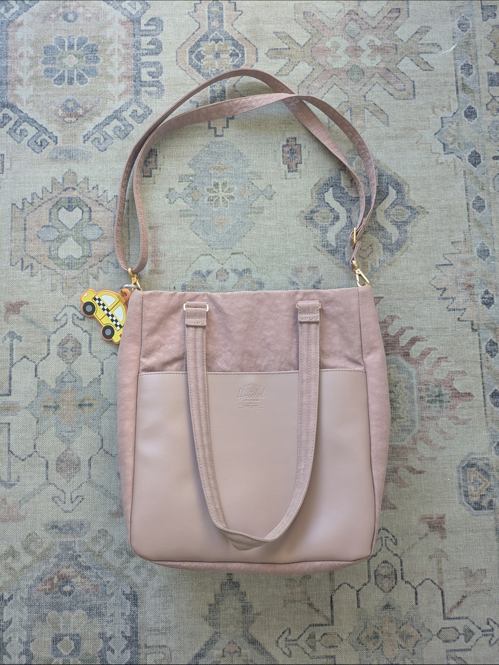 Herschel Supply Company Blush Pink Two-Tone Tote with Crossbody Strap